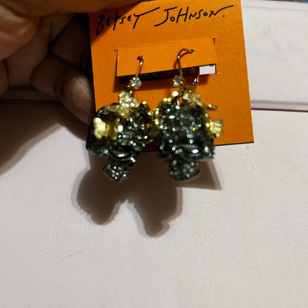 Betsey Johnson Skull Earrings with Butterflies - Picture 7 of 8